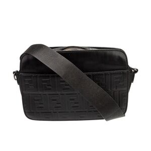 Fendi Black Embossed Messenger Bag